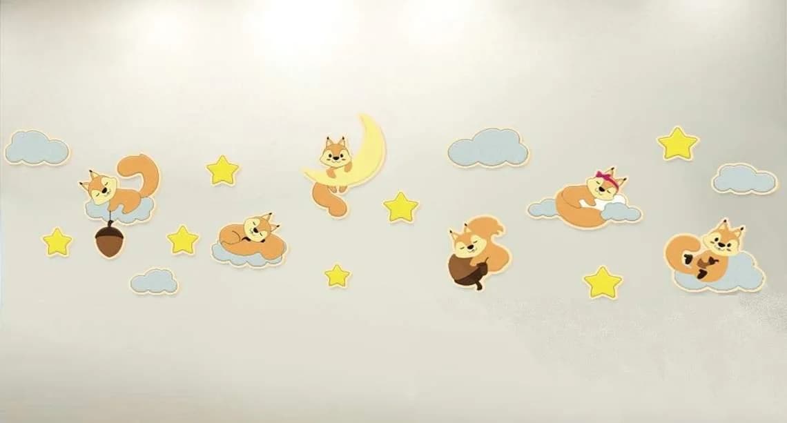 Комплект декораций для стен "Веселые бельчата"