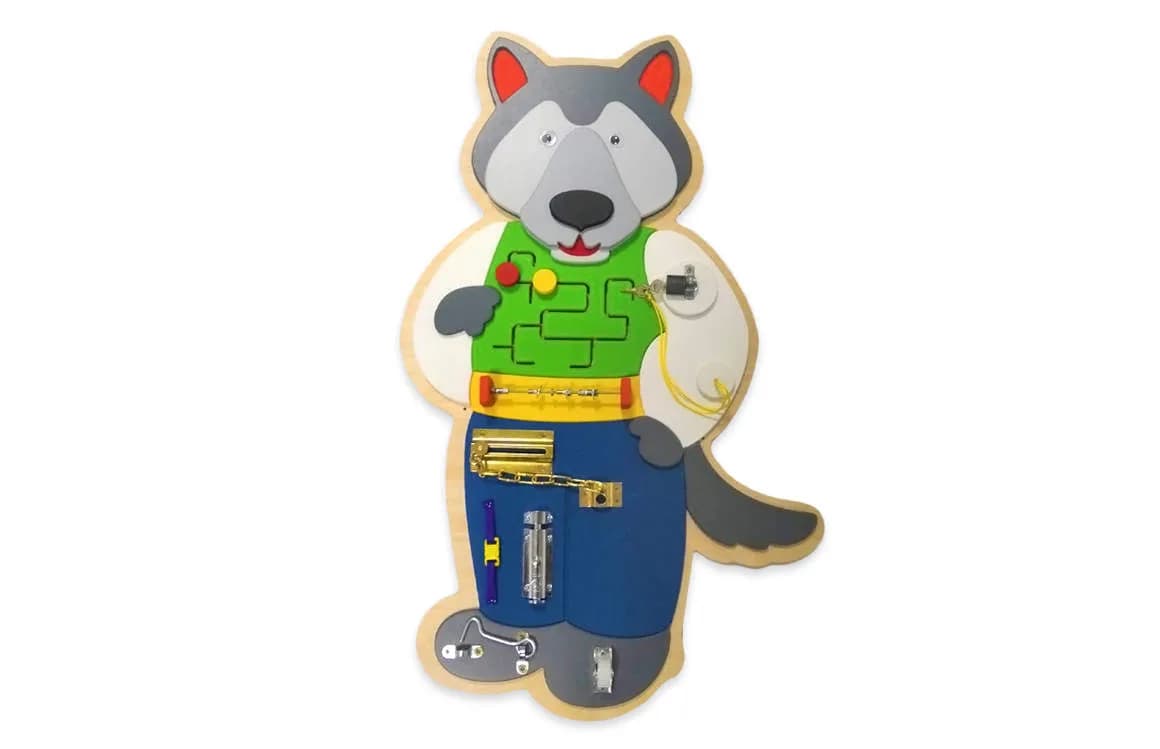 Бизиборд "Волчок-серый бочок"