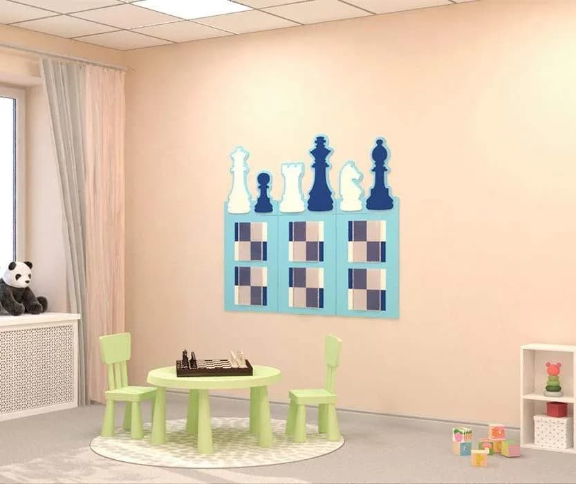 Информационный стенд с декором "Шахматные фигуры"